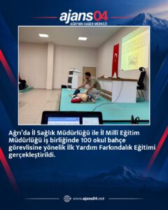 Ağrı Eğitim ve Araştırma Hastanesi’nden 100 Okul Bahçe Görevlisine İlk Yardım Eğitimi – ajans04.net