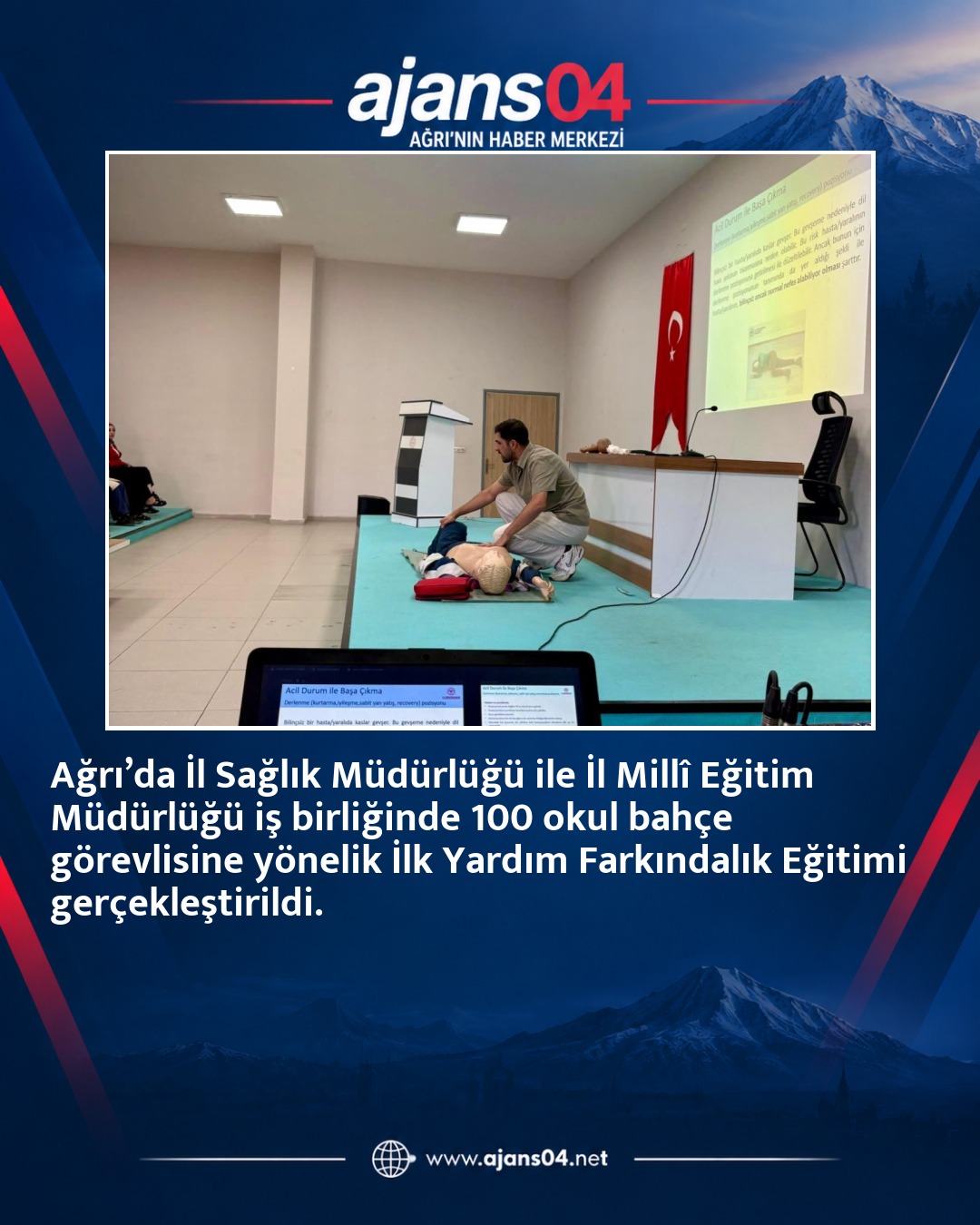 Ağrı Eğitim ve Araştırma Hastanesi’nden 100 Okul Bahçe Görevlisine İlk Yardım Eğitimi – ajans04.net