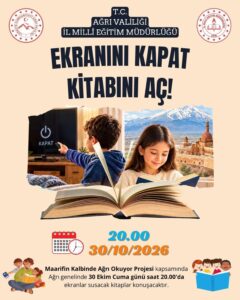 Ağrı’da 30 Ekim’de saat 20.00’de kitap okuma etkinliğine herkes davet edildi – Son Dakika