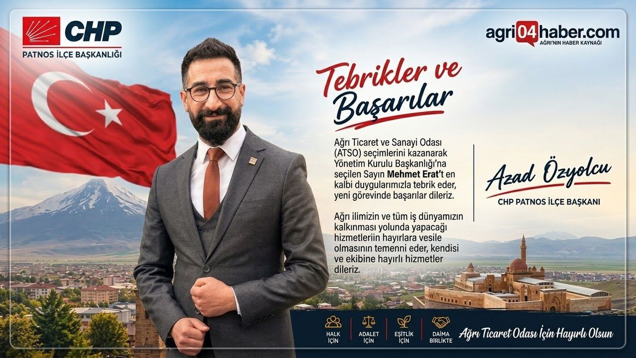 CHP Patnos İlçe Başkanı Azad Özyolcu’dan ATSO Başkanı Mehmet Erat’a Tebrik Mesajı – Ağrı Haber